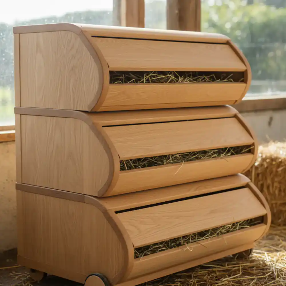 Wooden roll-away nesting box